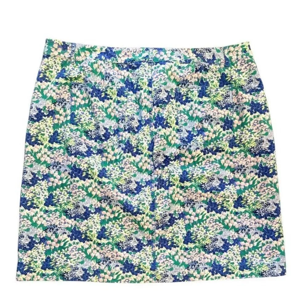 Talbots A-Line Stretch Skirt Flower Print Sz. 16 Boho Packable